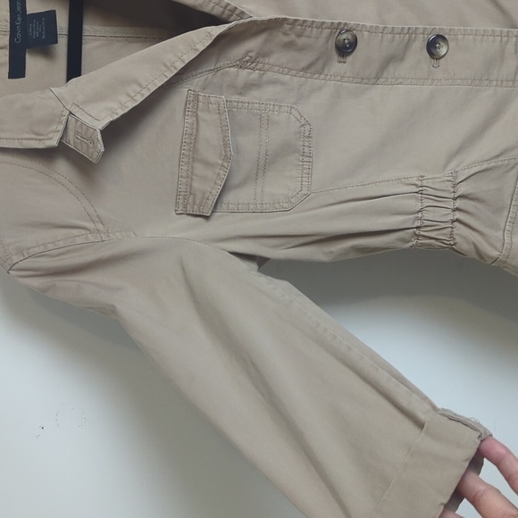 Gorpcore Utility Khaki Cargo Mid Trench Style Jacket Women's Size Small - Picture 3 of 12